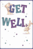 Bright and uplifting, this get well card brings a smile to Bermondsey faces, thanks to its joyful duo-a teddy bear and a spirited puppy-playfully supporting the large, colourful 'Get Well' letters. Indigo and teal tones in the text pop confidently against a warm cream background, mirroring the cheery atmosphere of Bermondsey's riverside neighbourhood. Scattered blue and purple stars twinkle overhead, adding a layer of whimsical hope familiar to guests of local markets or parks. You can nearly feel the softness of the illustrations, the bear's cuddly embrace and the puppy's inviting velvety ears. This card delivers more than a message: it wraps the recipient in genuine warmth and optimism, much like the get well bouquets that brighten homes and hospital rooms throughout Bermondsey. Sending it is a gentle, heartfelt gesture-full of compassion, colour, and the supportive spirit that defines our community.